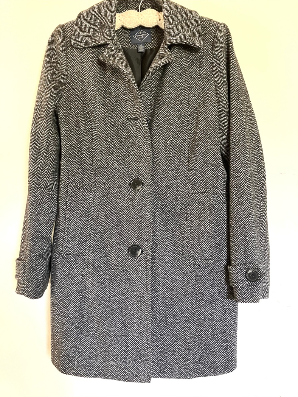 St. John's Bay Black & Gray Herringbone Pea Coat